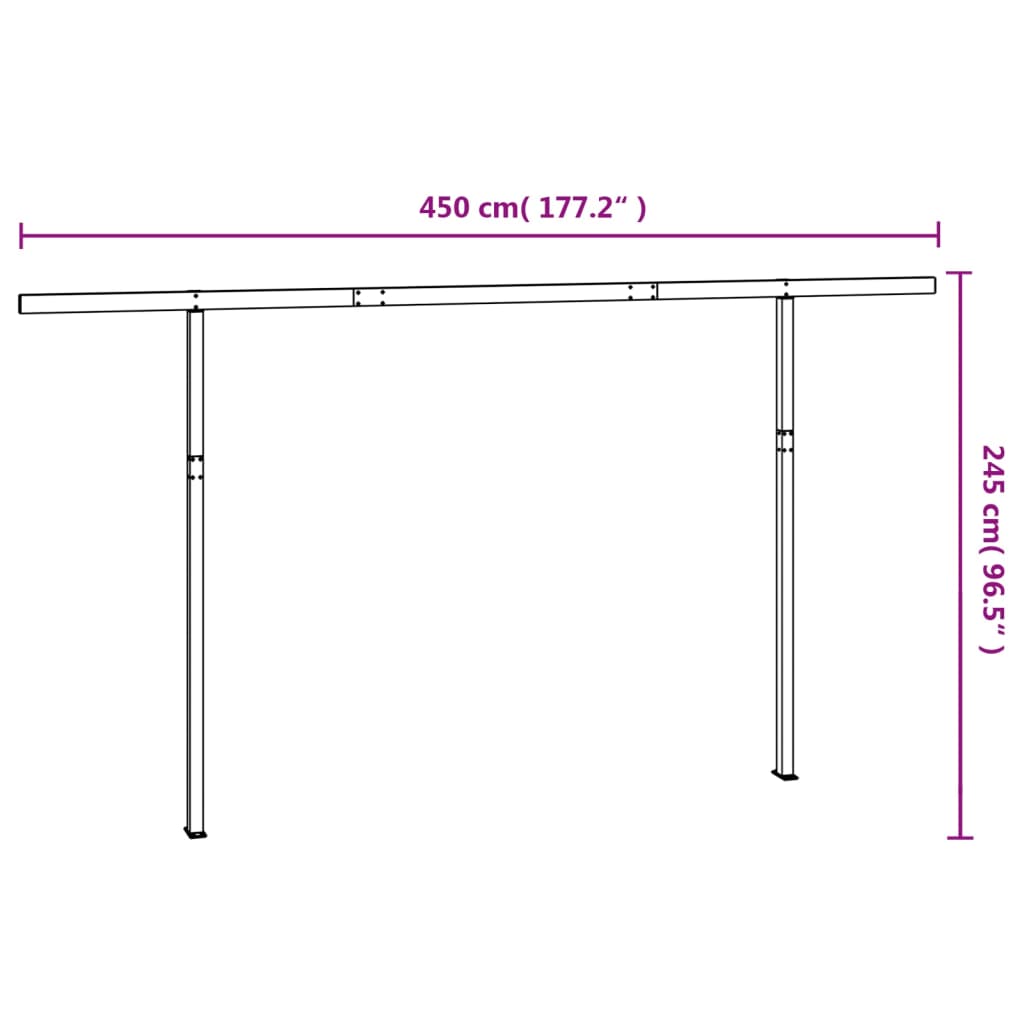 Jeu de poteaux d'auvent blanc 450x245 cm fer