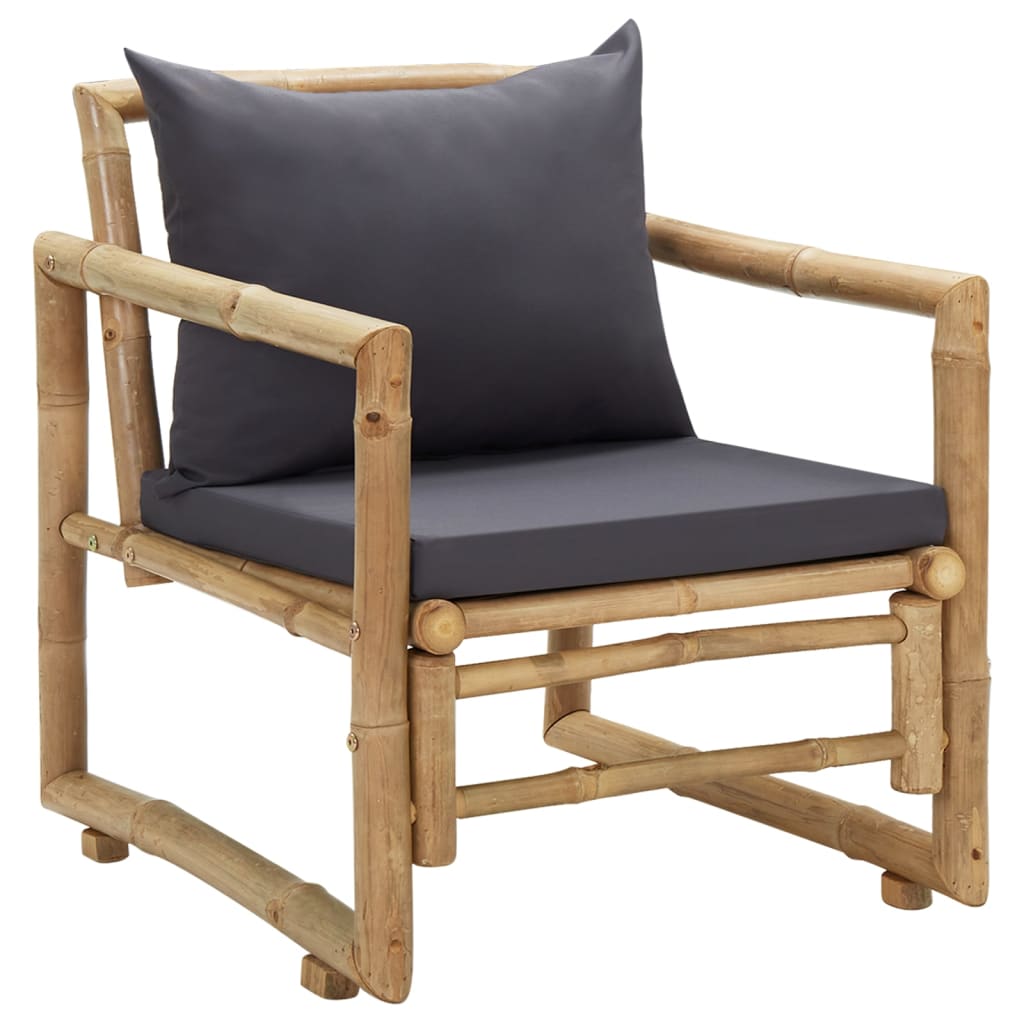 Garden chairs with cushions set of 2 Bamboo