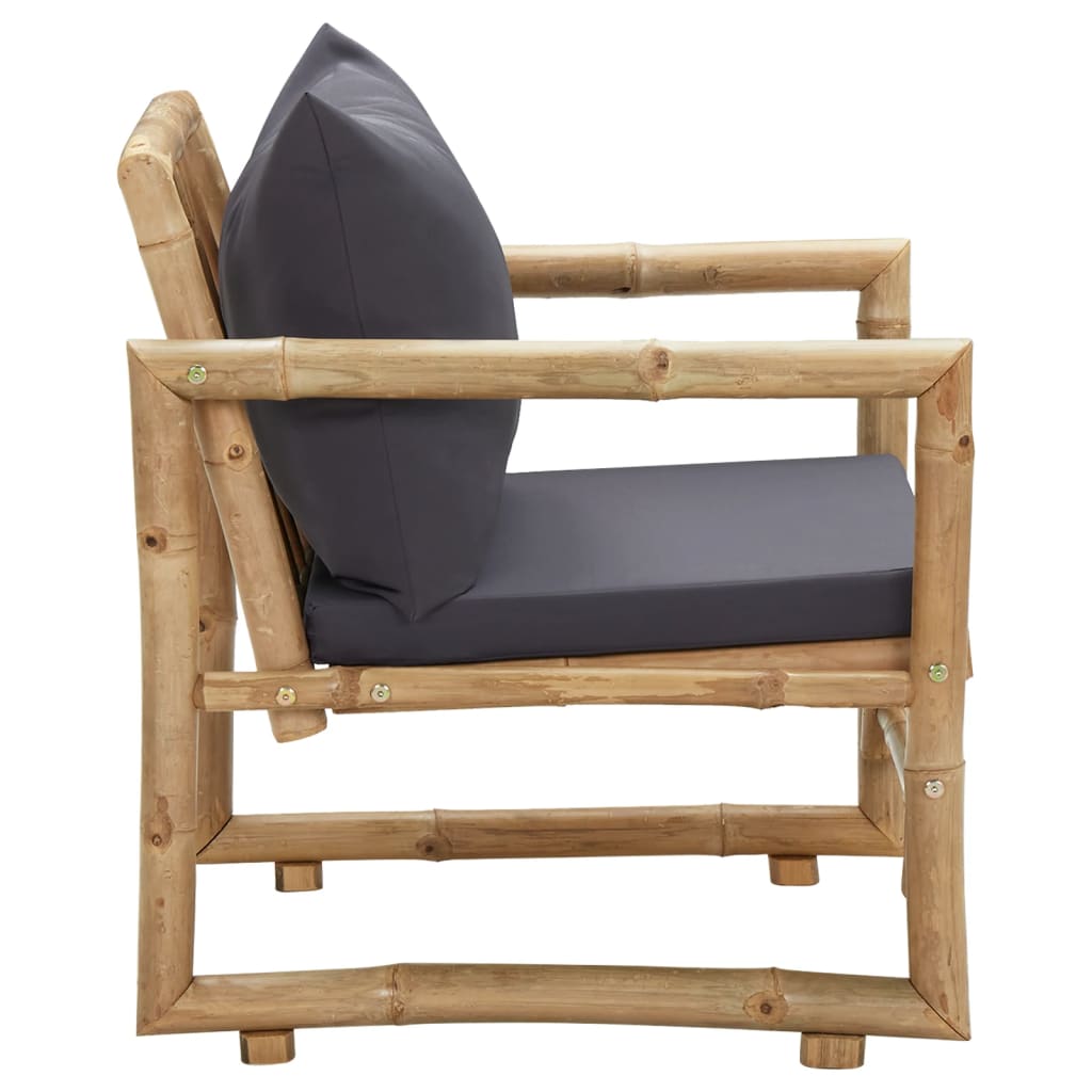 Garden chairs with cushions set of 2 Bamboo