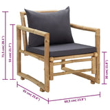 Garden chairs with cushions set of 2 Bamboo