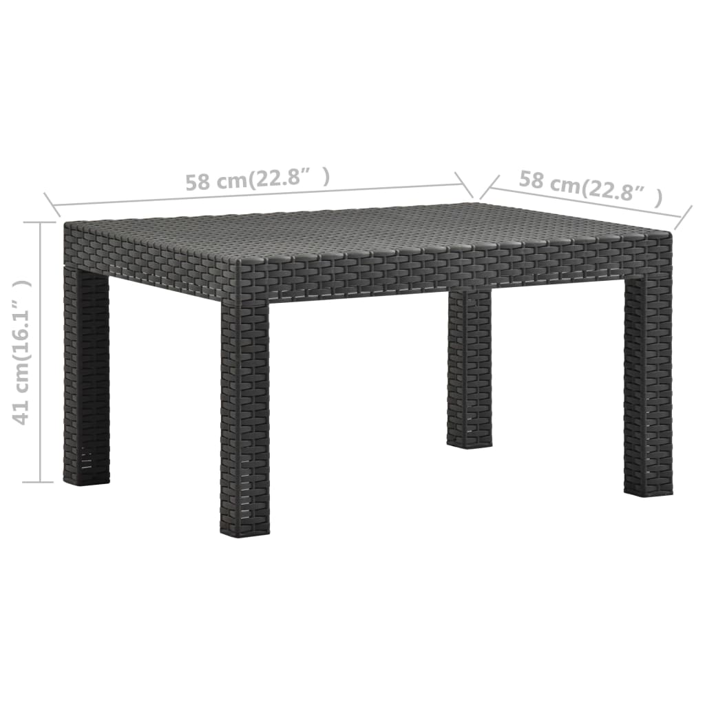 Table de jardin Anthracite 58x58x41 cm PP Rotin