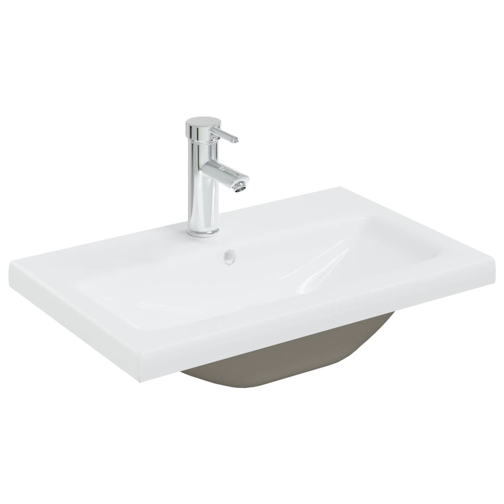 Lavabo encastré avec robinet 61x39x18 cm céramique blanc