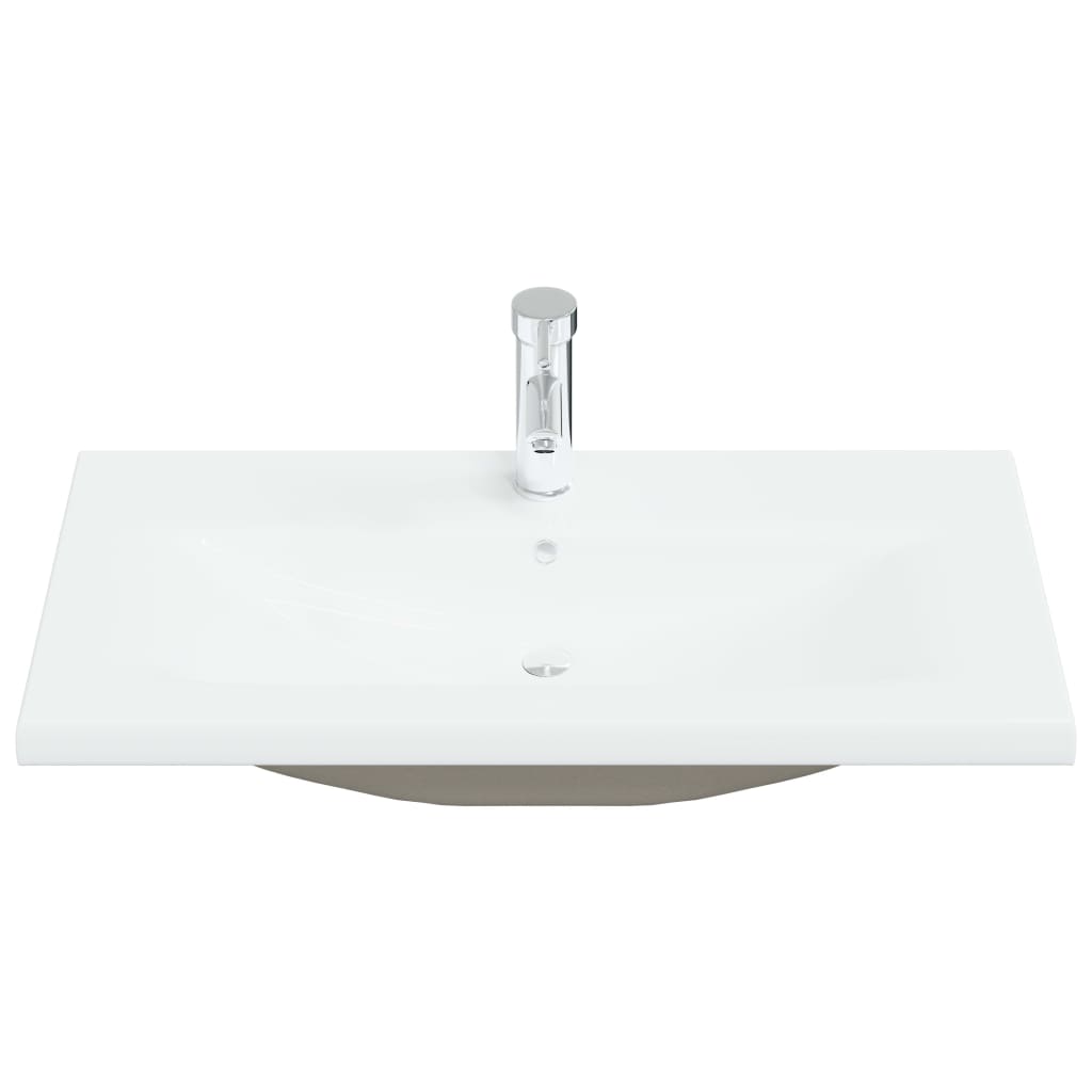 Lavabo encastré avec robinet 81x39x18 cm céramique blanc