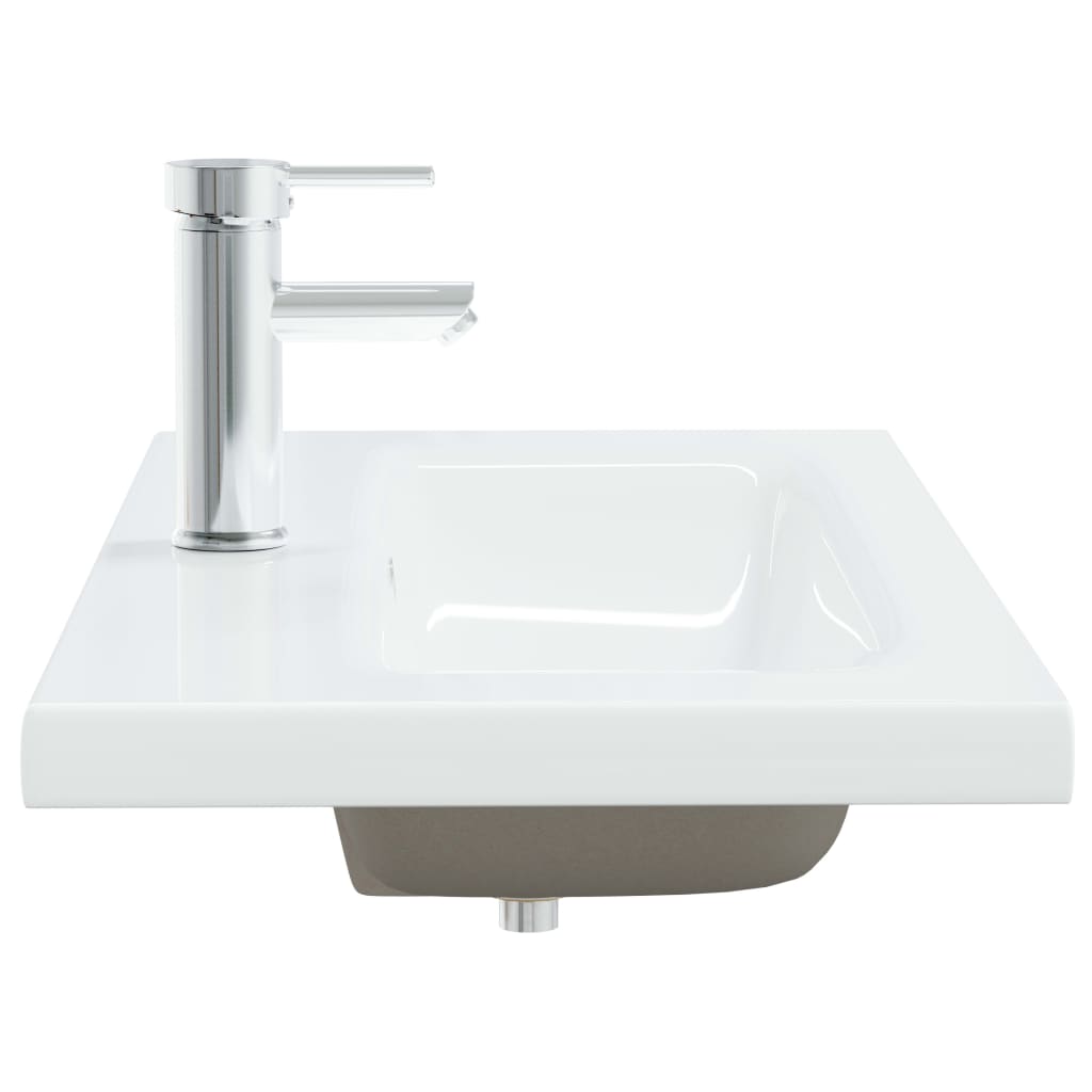 Lavabo encastré avec robinet 81x39x18 cm céramique blanc