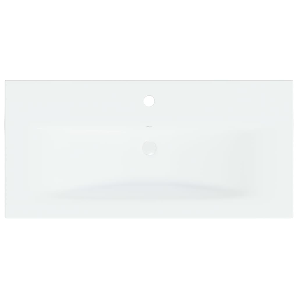 Lavabo encastré avec robinet 81x39x18 cm céramique blanc