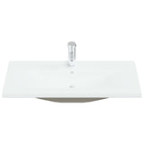 Lavabo encastré avec robinet 91x39x18 cm céramique blanc