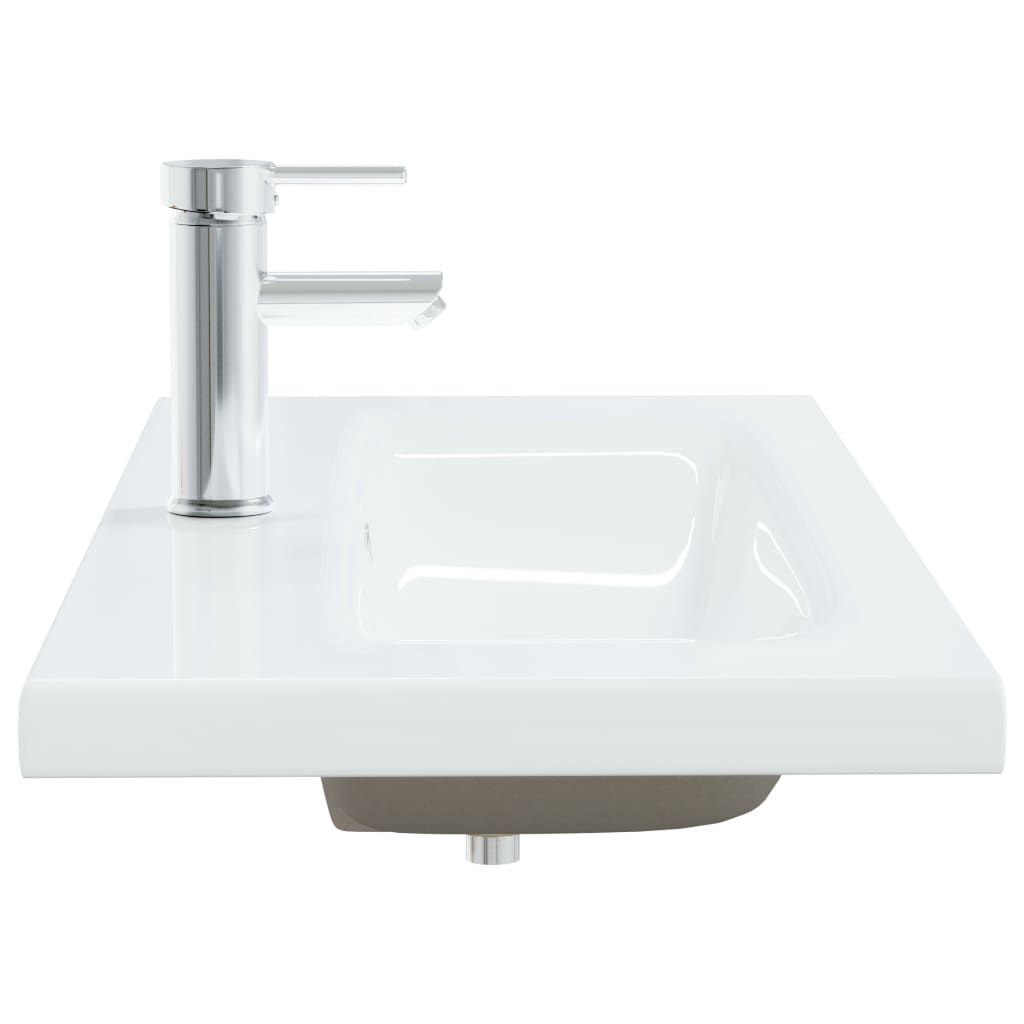 Lavabo encastré avec robinet 91x39x18 cm céramique blanc