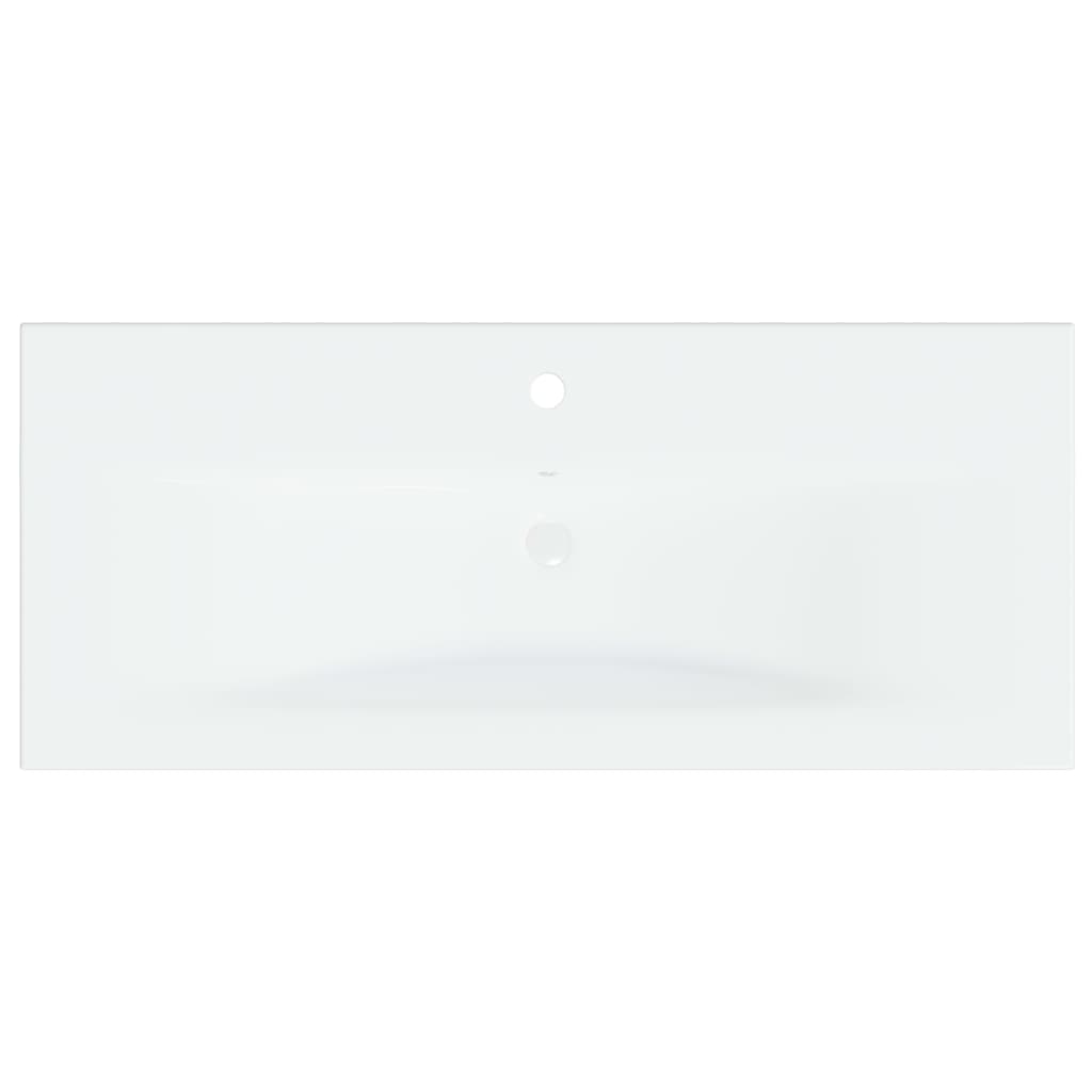 Lavabo encastré avec robinet 91x39x18 cm céramique blanc