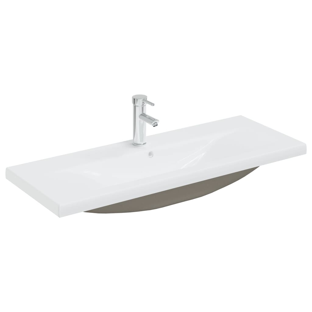 Lavabo encastré avec robinet 101x39x18 cm Céramique Blanc