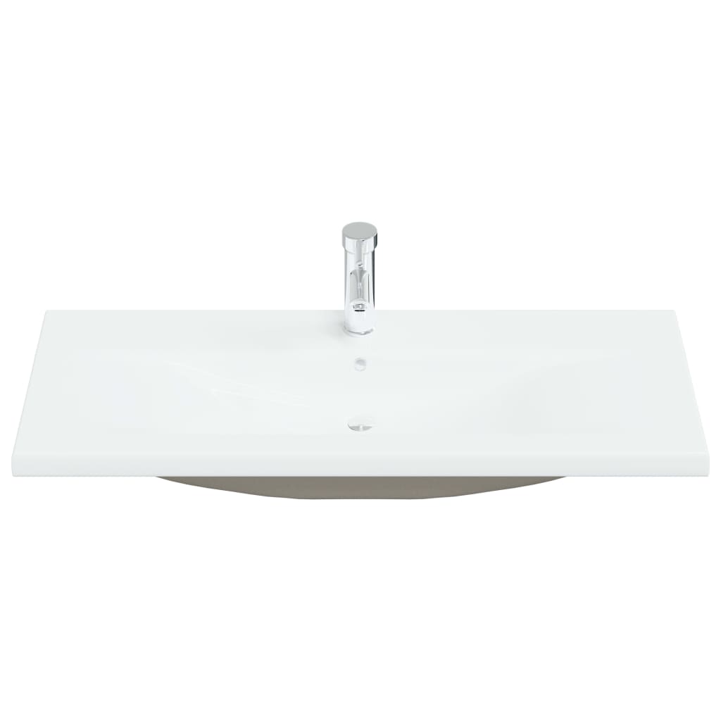 Lavabo encastré avec robinet 101x39x18 cm Céramique Blanc