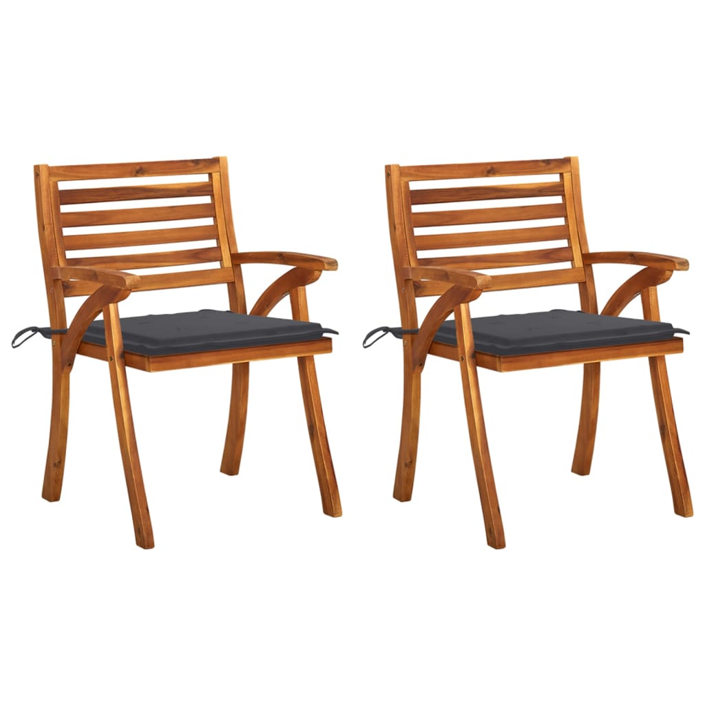 Chaises à manger de jardin avec coussins lot de 2 Acacia massif