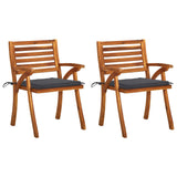 Chaises à manger de jardin avec coussins lot de 2 Acacia massif