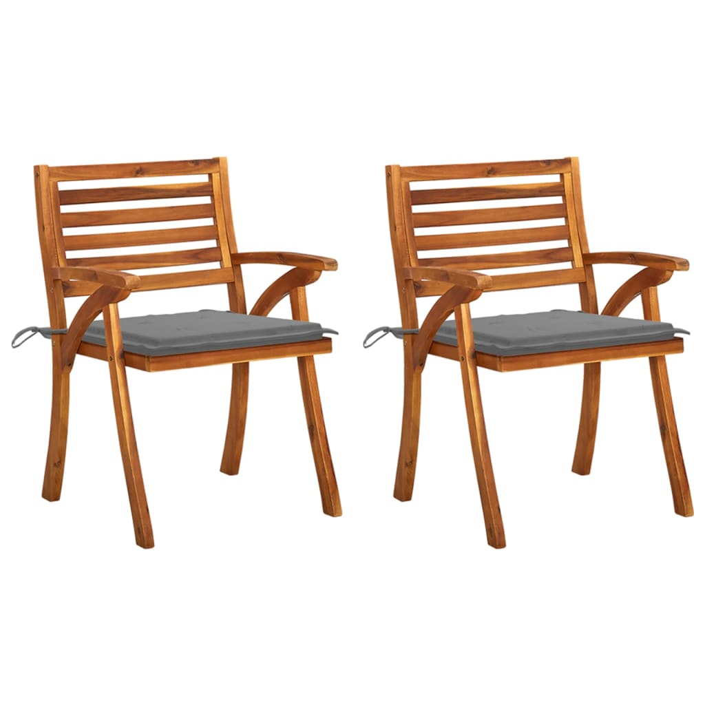 Chaises à manger de jardin avec coussins lot de 2 Acacia massif