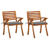 Chaises à manger de jardin avec coussins lot de 2 Acacia massif