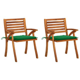 Chaises à manger de jardin avec coussins lot de 2 Acacia massif