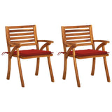 Chaises à manger de jardin avec coussins lot de 2 Acacia massif