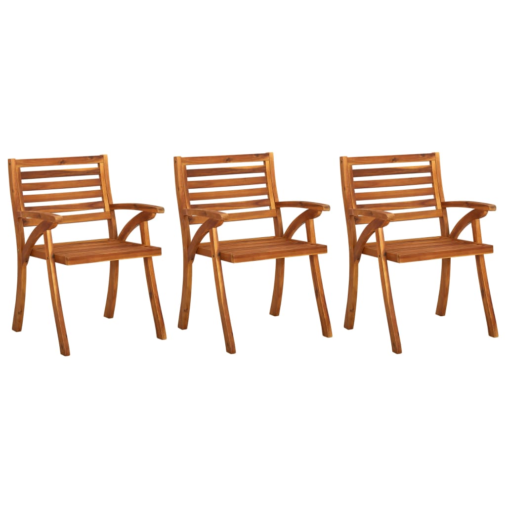 Chaises à manger de jardin avec coussins lot de 3 Acacia massif