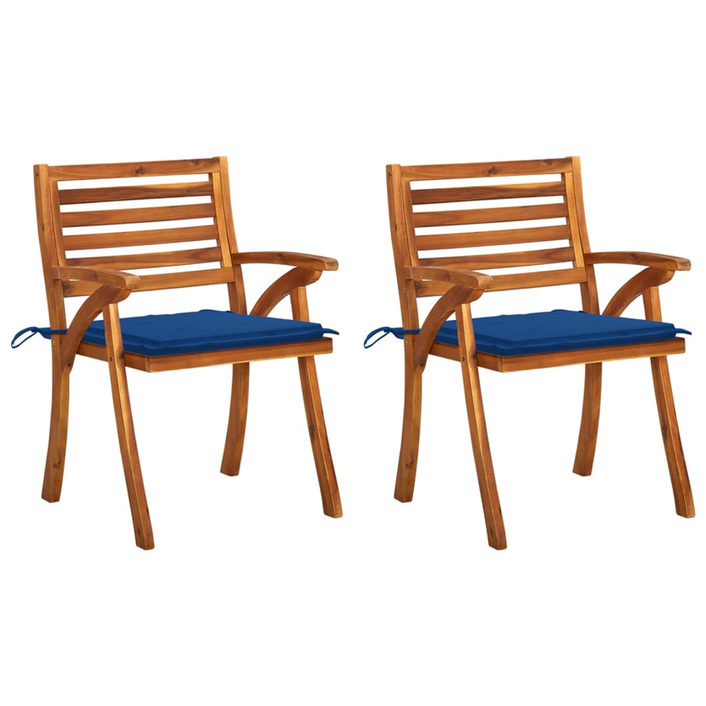 Chaises à manger de jardin avec coussins lot de 2 Acacia massif