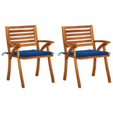 Chaises à manger de jardin avec coussins lot de 2 Acacia massif