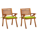 Chaises à manger de jardin avec coussins lot de 2 Acacia massif