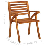 Chaises à manger de jardin avec coussins lot de 3 Acacia massif