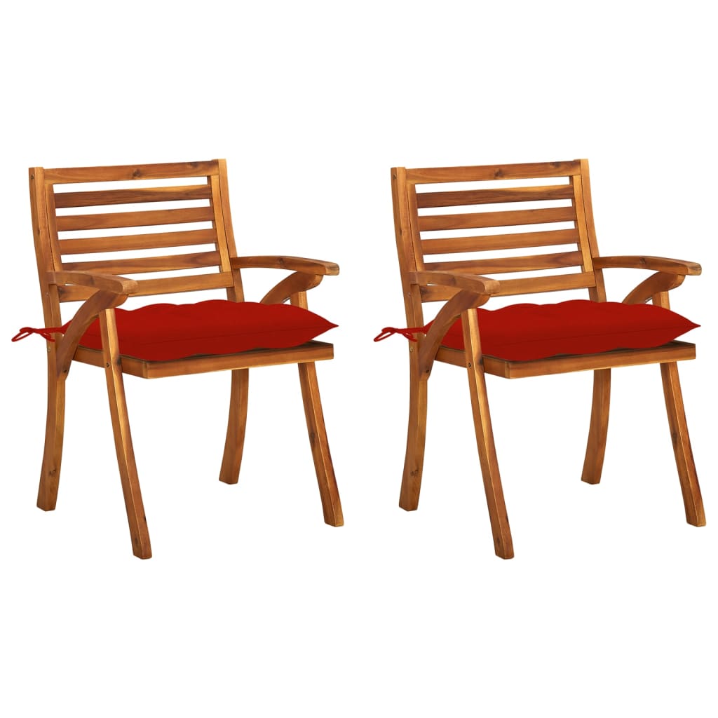 Chaises à manger de jardin avec coussins lot de 2 Acacia massif