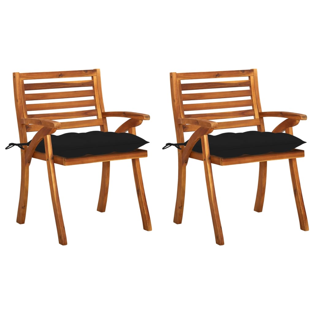 Chaises à manger de jardin avec coussins lot de 2 Acacia massif