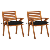 Chaises à manger de jardin avec coussins lot de 2 Acacia massif