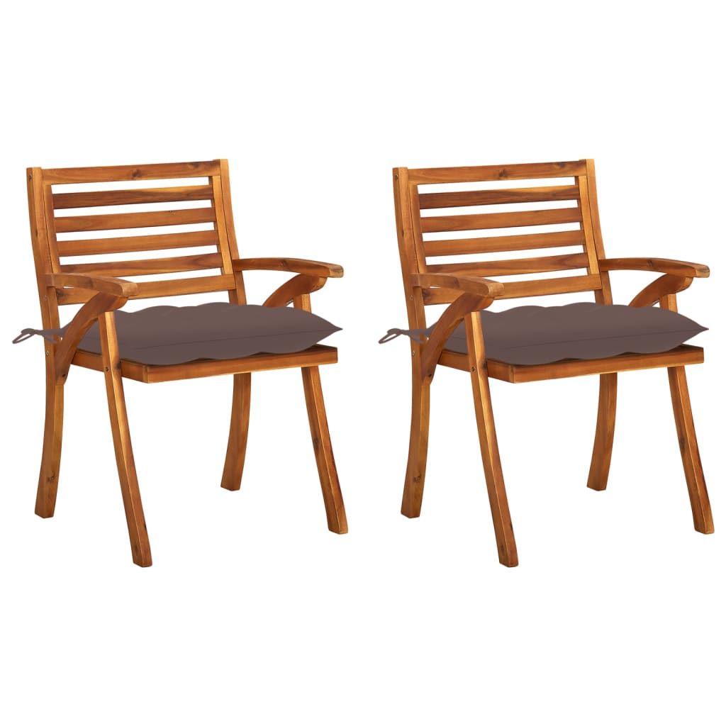 Chaises à manger de jardin avec coussins lot de 2 Acacia massif