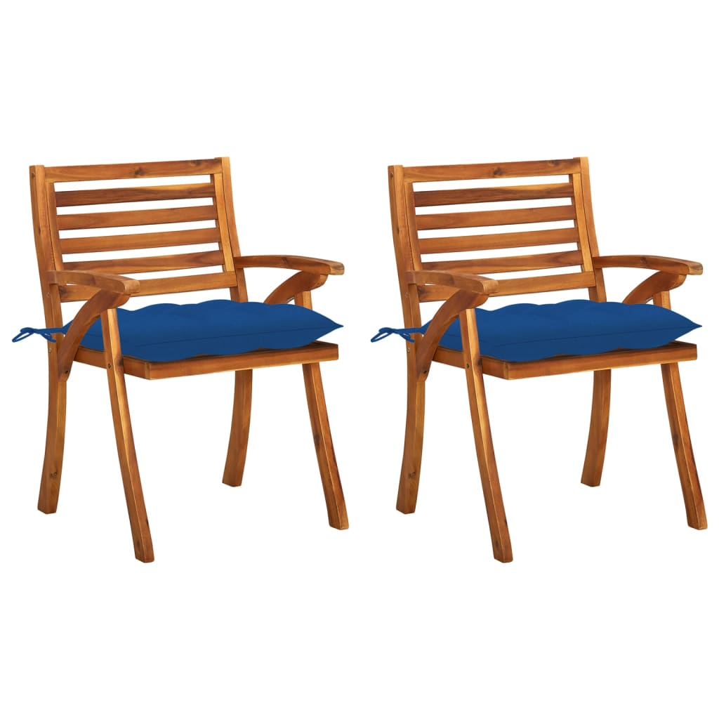 Chaises à manger de jardin avec coussins lot de 2 Acacia massif