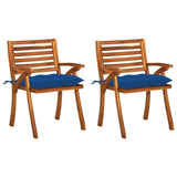 Chaises à manger de jardin avec coussins lot de 2 Acacia massif