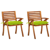 Chaises à manger de jardin avec coussins lot de 2 Acacia massif