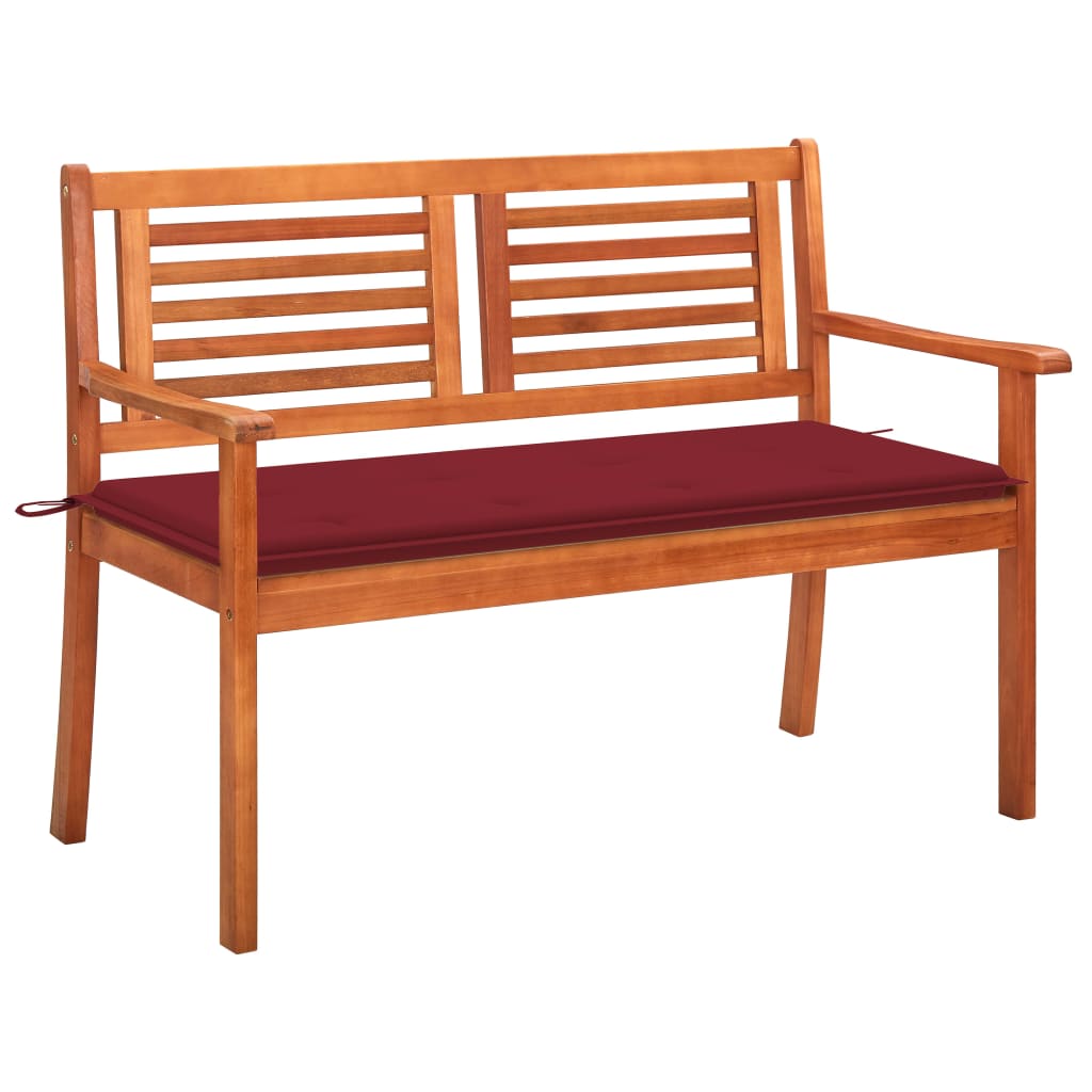 2 seater garden bench with cushion 120 cm Eucalyptus wood