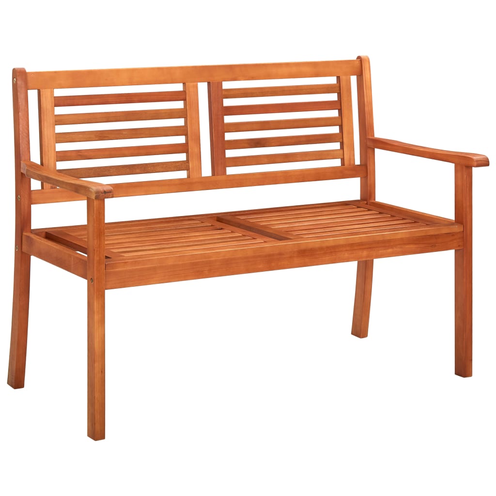 2 seater garden bench with cushion 120 cm Eucalyptus wood