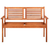 2 seater garden bench with cushion 120 cm Eucalyptus wood