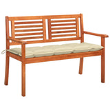 Banc de jardin 2 places avec coussin 120 cm Bois d'eucalyptus