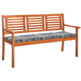 Banc de jardin 3 places avec coussin 150 cm Bois d'eucalyptus