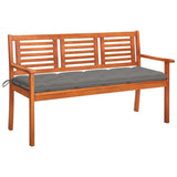 Banc de jardin 3 places avec coussin 150 cm Bois d'eucalyptus