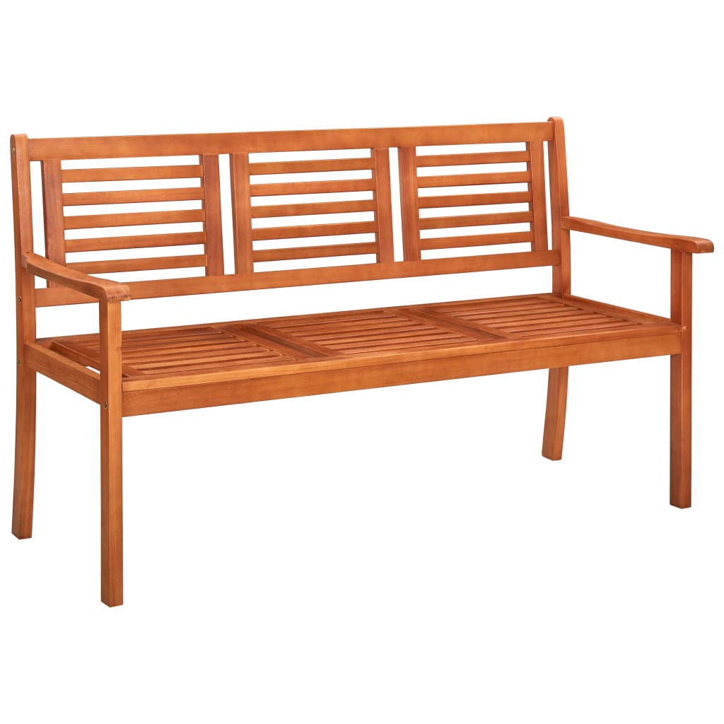 3 seater garden bench with cushion 150 cm Eucalyptus wood