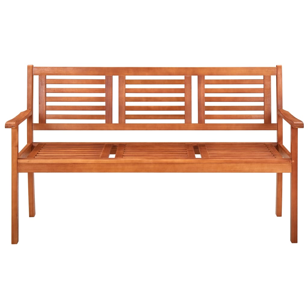 3 seater garden bench with cushion 150 cm Eucalyptus wood