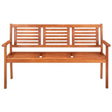 3 seater garden bench with cushion 150 cm Eucalyptus wood