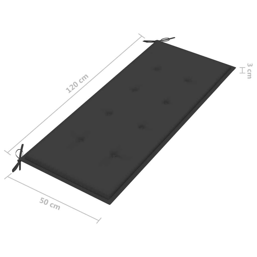 2-Sitzer-Gartenbank mit Kissen 120 cm Eukalyptusgrau