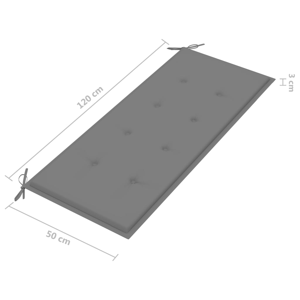 2-Sitzer-Gartenbank mit Kissen 120 cm Eukalyptusgrau