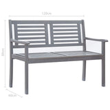 Banc de jardin 2 places avec coussin 120 cm Gris Eucalyptus