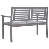 Banc de jardin 2 places avec coussin 120 cm Gris Eucalyptus