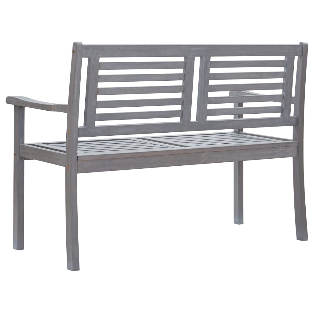 Banc de jardin 2 places avec coussin 120 cm Gris Eucalyptus