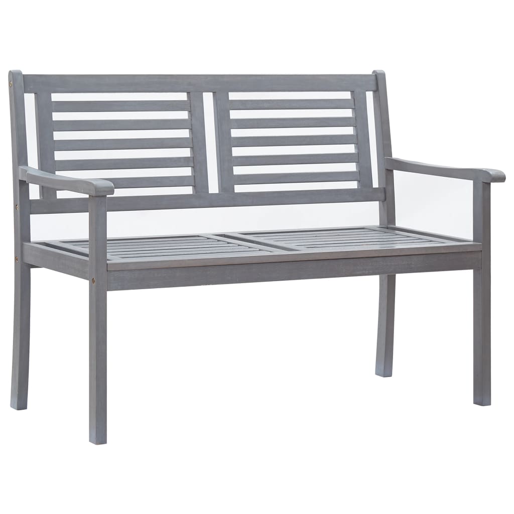 Banc de jardin 2 places avec coussin 120 cm Gris Eucalyptus