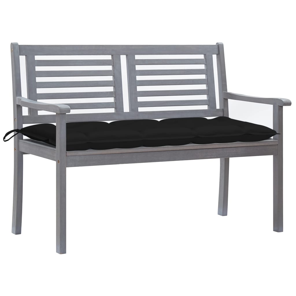 Banc de jardin 2 places avec coussin 120 cm Gris Eucalyptus