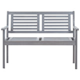 Banc de jardin 2 places avec coussin 120 cm Gris Eucalyptus