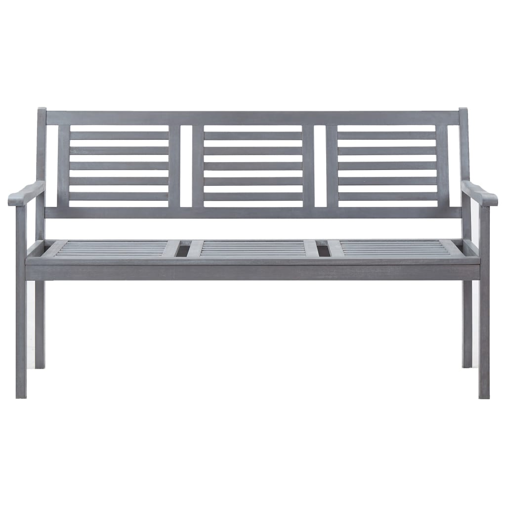 Banc de jardin 3 places avec coussin 150 cm Gris Eucalyptus